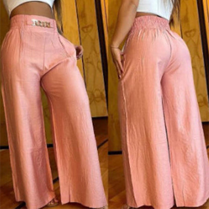 📢📢49 % de réduction !! ⏰Pantalon taille haute à jambes larges pour femme avec ceinture décorative