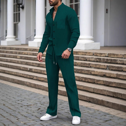 📢📢60 % DE RÉDUCTION !! ⏰ Ensemble deux pièces pour homme — Chemise + pantalon chino 🍂 Confectionné dans un tissu texturé pour un confort respirant et une élégance qui dure toute la journée ! 👔🌿