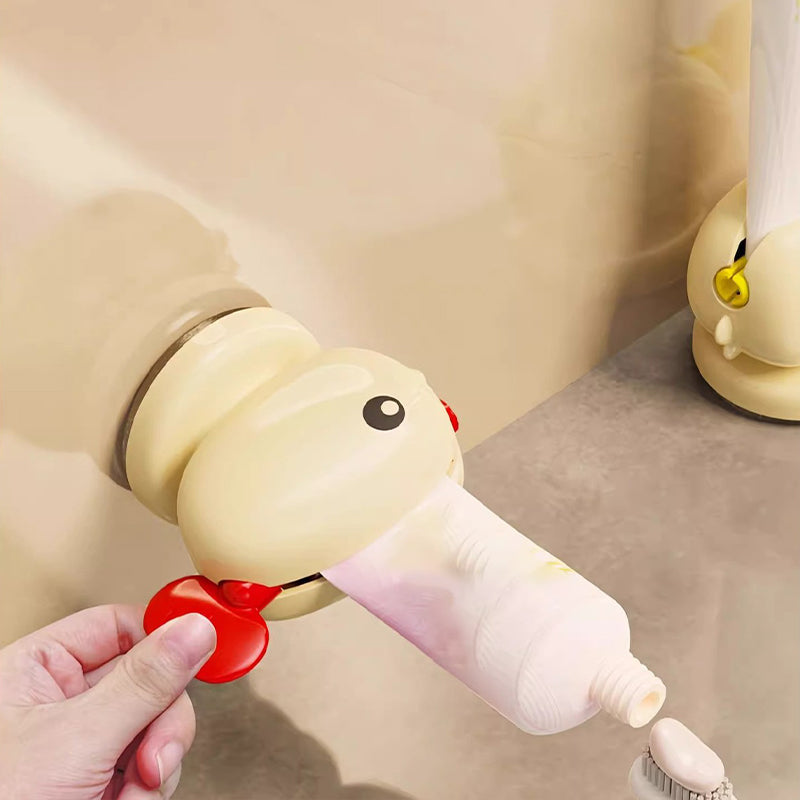 Adorable poisson rouge avec ventouse pour presser le dentifrice