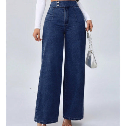 📢📢60 % de réduction !! ⏰Jean taille haute à jambes larges pour femme