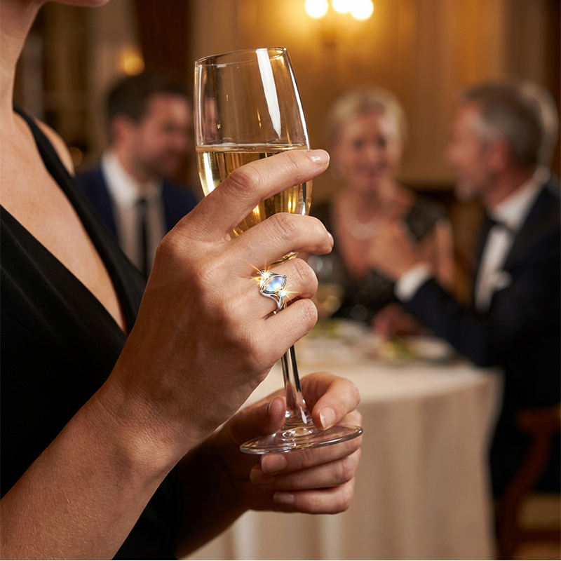 ✨💍 Achetez 1, obtenez 1 gratuit 🔥 Bague géométrique ovale en pierre de lune avec zirconia – Élégance mystique et brillante ! 🌙✨