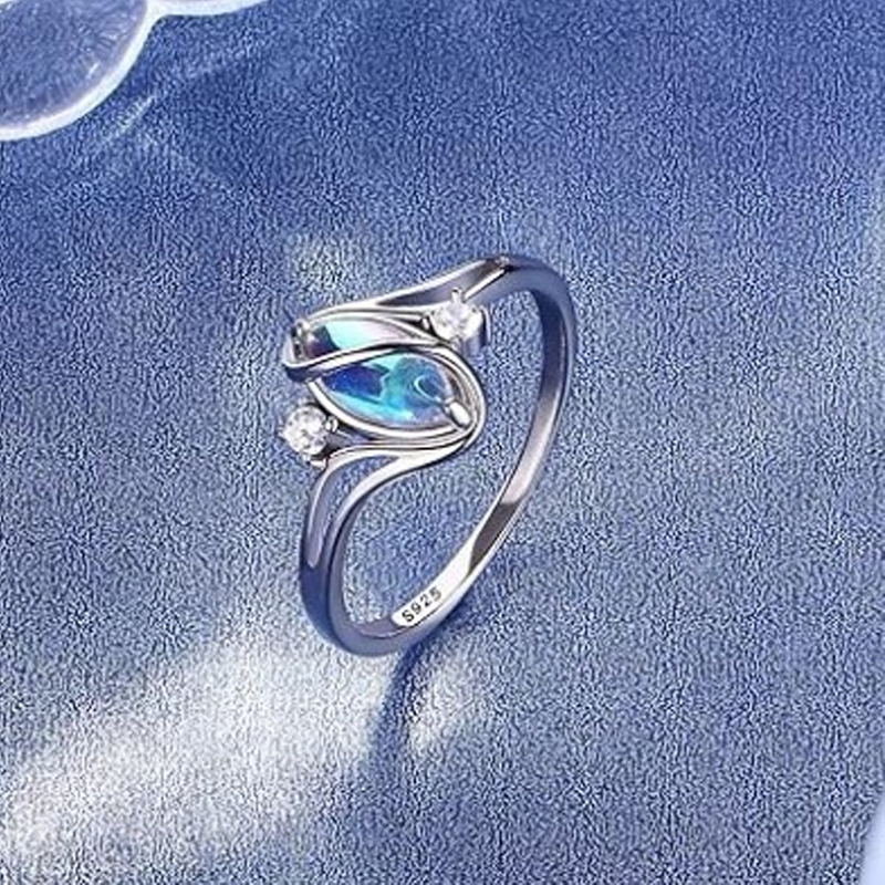 ✨💍 Achetez 1, obtenez 1 gratuit 🔥 Bague géométrique ovale en pierre de lune avec zirconia – Élégance mystique et brillante ! 🌙✨