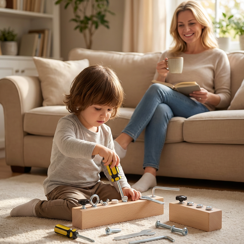 Jouet Montessori en Bois – Planche avec Vis et Tournevis