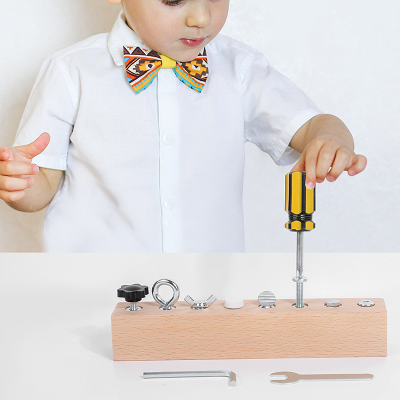 Jouet Montessori en Bois – Planche avec Vis et Tournevis