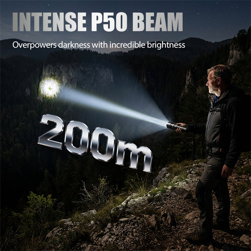 Lampe Torche LED P50 Rechargeable avec Zoom Réglable