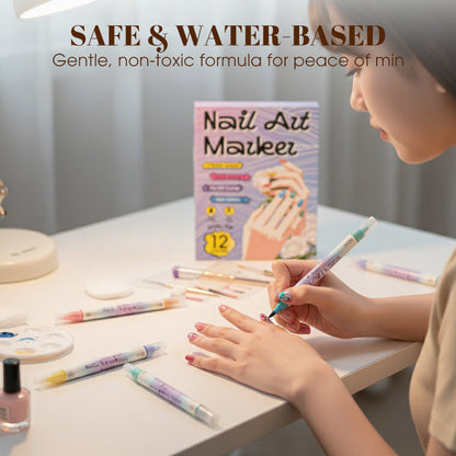💞Stylo à ongles à double embout🖌️Séchage rapide, sans lampe UV. Embout fin et pinceau. 12 ou 24 couleurs éclatantes💅