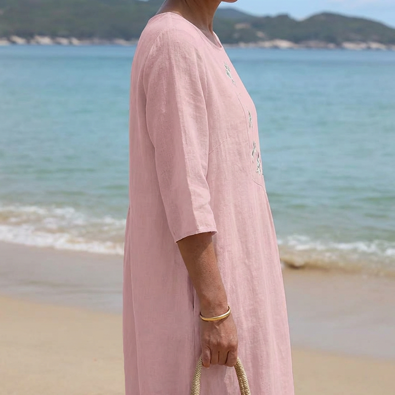 ✨ 2026 Nouveauté | Robe Midi Brodée Décontractée | Chic Quotidien 🌸