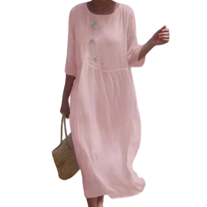 ✨ 2026 Nouveauté | Robe Midi Brodée Décontractée | Chic Quotidien 🌸