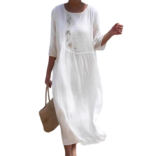 ✨ 2026 Nouveauté | Robe Midi Brodée Décontractée | Chic Quotidien 🌸