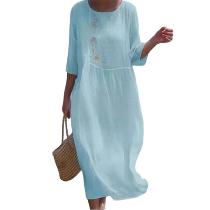 ✨ 2026 Nouveauté | Robe Midi Brodée Décontractée | Chic Quotidien 🌸