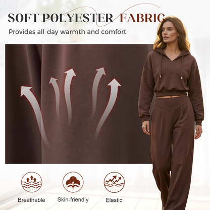 ⏰Ensemble sweat à capuche court et pantalon large pour femme💃