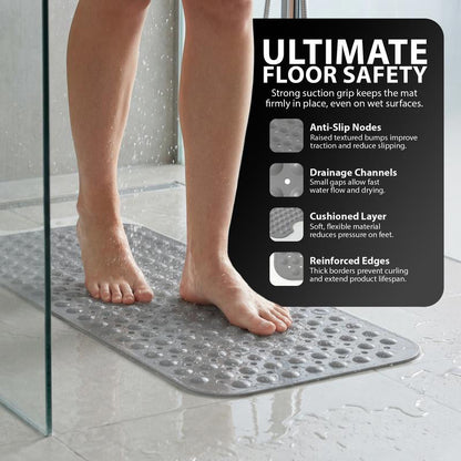 💎 50% DE RÉDUCTION ! 💎 Tapis de Baignoire Antidérapant 100×40 cm – Ventouses Ultra-Fixantes, Drainage Rapide & 7 Couleurs Disponibles 🛁🌈