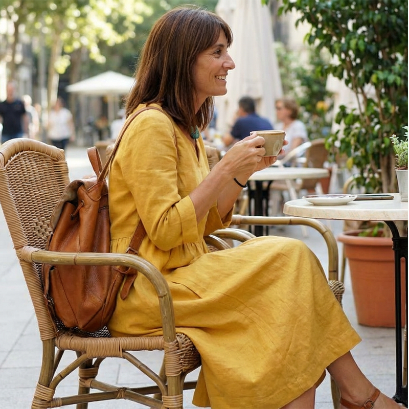 👗50% DE RÉDUCTION💎Robe Midi en Coton Col V – Manches 3/4, Poches Latérales & Fermeture Éclair Discrète✨