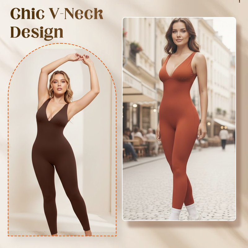 Combinaison V-Neck ultra-stretch pour fitness & yoga