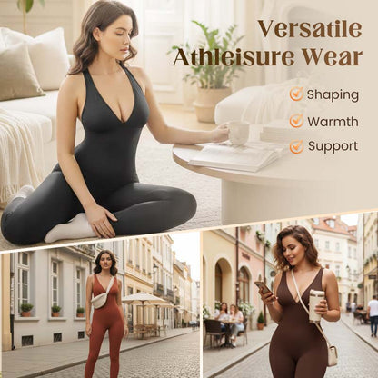 Combinaison V-Neck ultra-stretch pour fitness & yoga