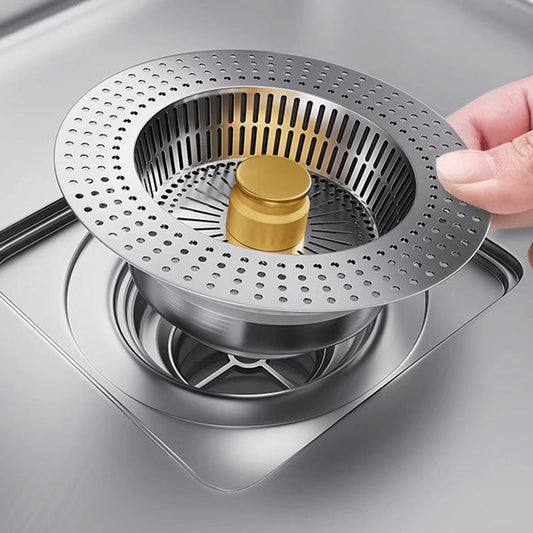 Bouchon de vidange à bouton-poussoir pour évier en acier inoxydable