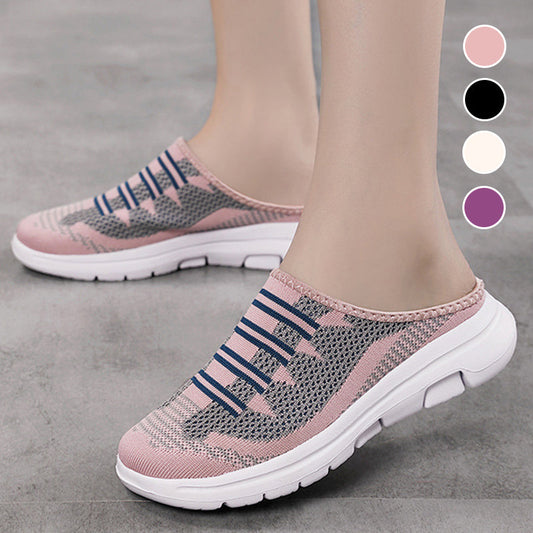 🔥 Mules fermées confortables et respirantes – semelles antidérapantes, tige en mesh respirant et élégantes rayures. 👟