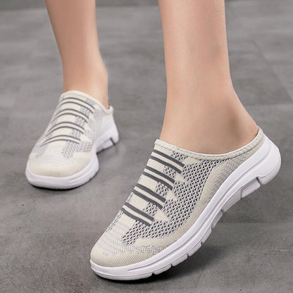 🔥 Mules fermées confortables et respirantes – semelles antidérapantes, tige en mesh respirant et élégantes rayures. 👟