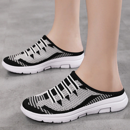 🔥 Mules fermées confortables et respirantes – semelles antidérapantes, tige en mesh respirant et élégantes rayures. 👟