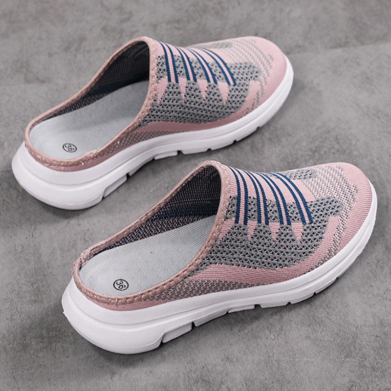🔥 Mules fermées confortables et respirantes – semelles antidérapantes, tige en mesh respirant et élégantes rayures. 👟