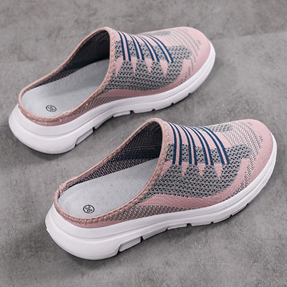 🔥 Mules fermées confortables et respirantes – semelles antidérapantes, tige en mesh respirant et élégantes rayures. 👟