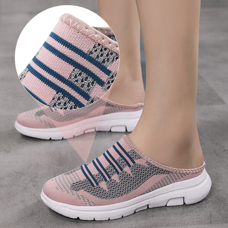 🔥 Mules fermées confortables et respirantes – semelles antidérapantes, tige en mesh respirant et élégantes rayures. 👟