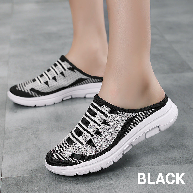 🔥 Mules fermées confortables et respirantes – semelles antidérapantes, tige en mesh respirant et élégantes rayures. 👟