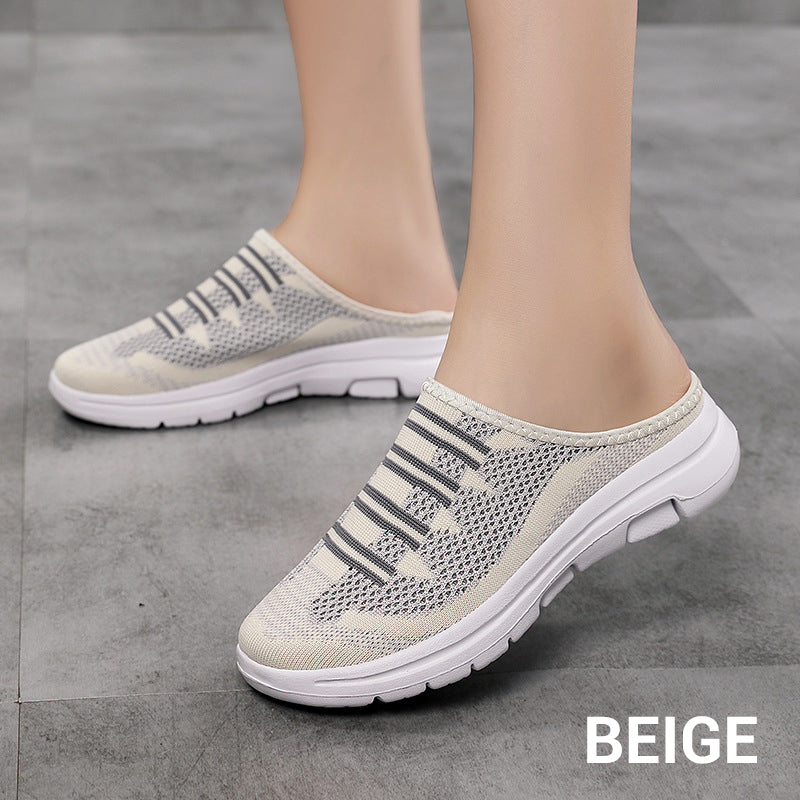🔥 Mules fermées confortables et respirantes – semelles antidérapantes, tige en mesh respirant et élégantes rayures. 👟