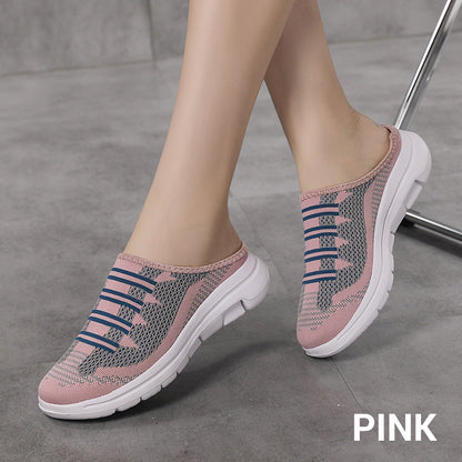 🔥 Mules fermées confortables et respirantes – semelles antidérapantes, tige en mesh respirant et élégantes rayures. 👟