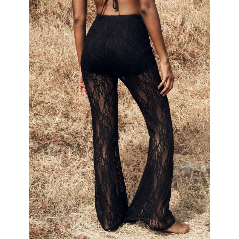 👖 Pantalon Évasé en Dentelle, Taille Haute & Doublure Intégrée – Style Boho-Chic & Silhouette Allongée 🌸