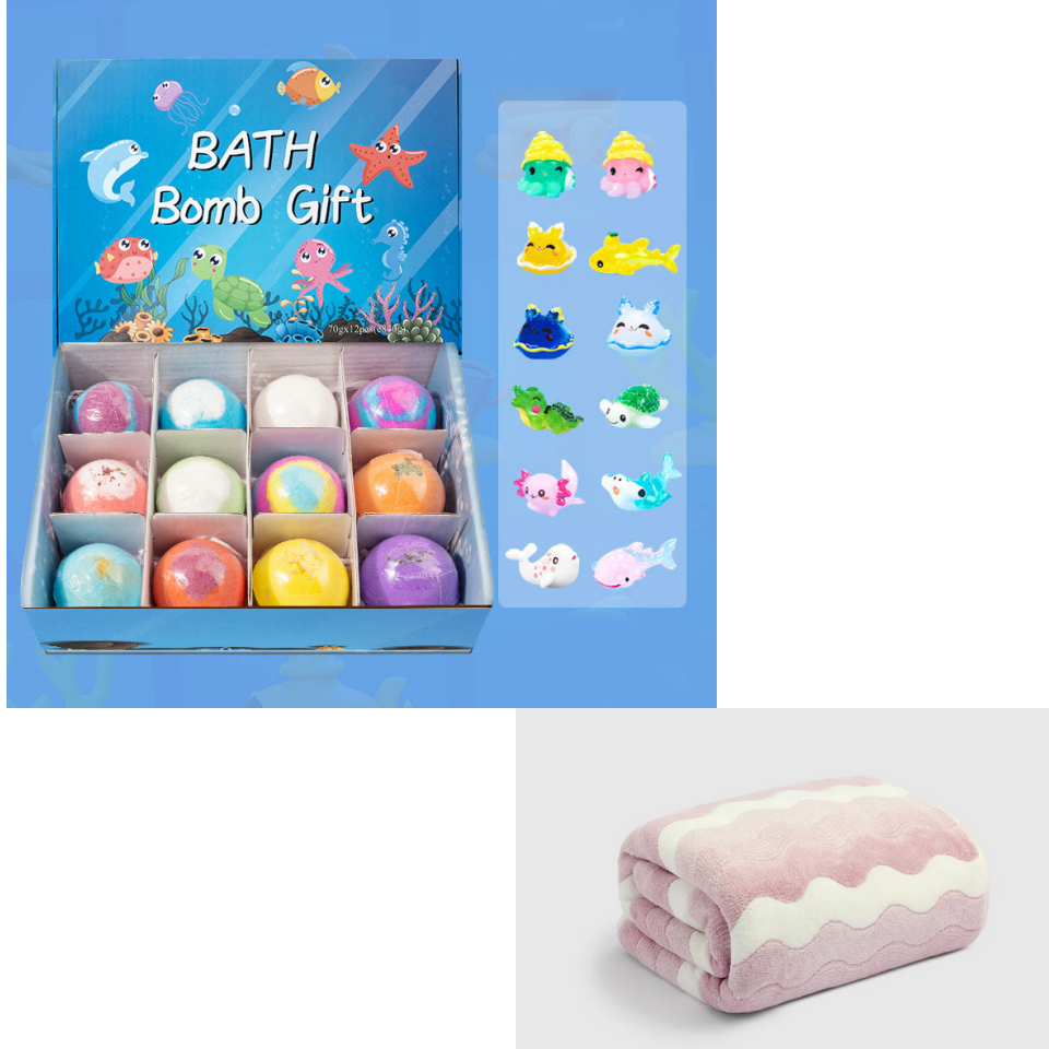 🛁 50 % DE RÉDUCTION | 🌊 Bombes de bain thème océan | 60 g x 12, pour un bain moussant et une idée cadeau amusante ✨