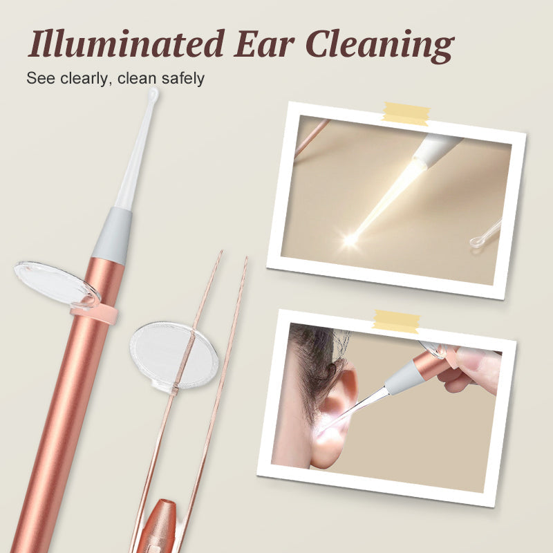 Kit cure-oreille et pince lumineux avec loupe