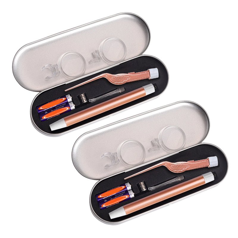 Kit cure-oreille et pince lumineux avec loupe
