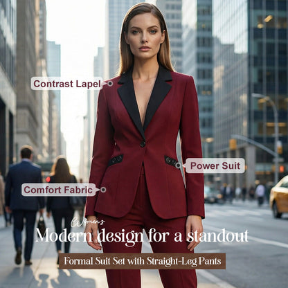 💎 50% DE RÉDUCTION – TEMPS LIMITÉ ! 💎 Ensemble Costume Formel Moderne avec Pantalon à Jambes Droites – Revers Contrasté, Coupe Structurée & Polyester Durable 🖤✨