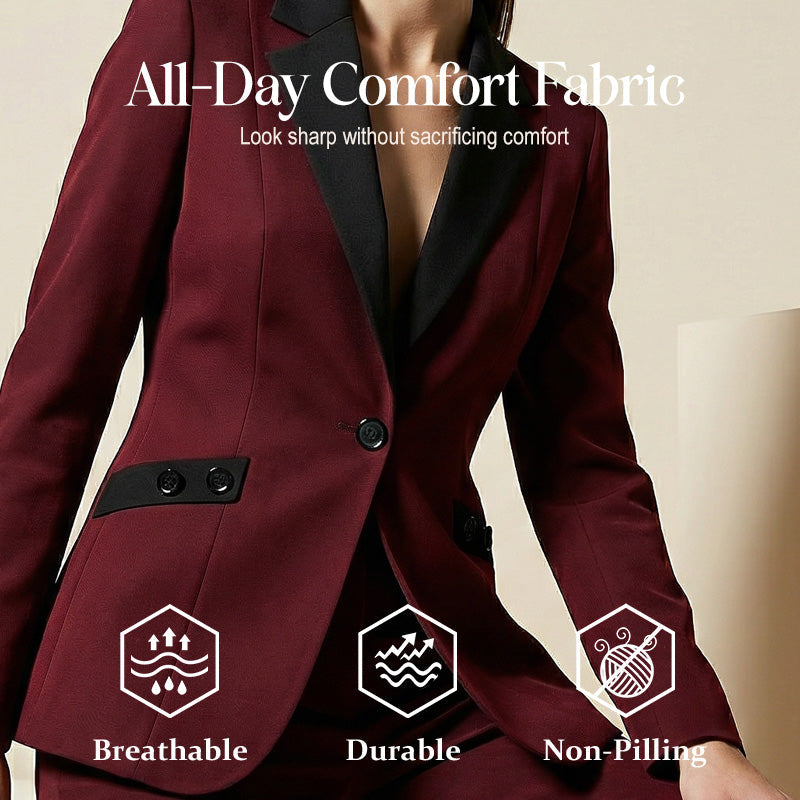 💎 50% DE RÉDUCTION – TEMPS LIMITÉ ! 💎 Ensemble Costume Formel Moderne avec Pantalon à Jambes Droites – Revers Contrasté, Coupe Structurée & Polyester Durable 🖤✨