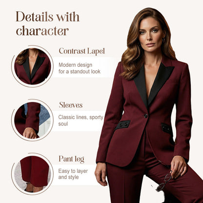 💎 50% DE RÉDUCTION – TEMPS LIMITÉ ! 💎 Ensemble Costume Formel Moderne avec Pantalon à Jambes Droites – Revers Contrasté, Coupe Structurée & Polyester Durable 🖤✨