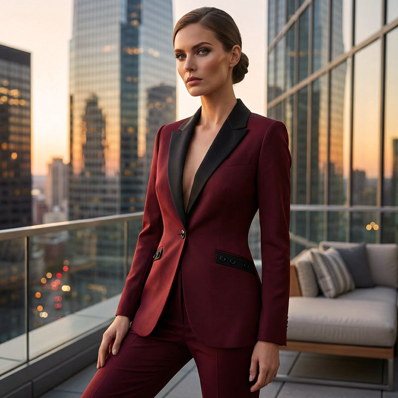 💎 50% DE RÉDUCTION – TEMPS LIMITÉ ! 💎 Ensemble Costume Formel Moderne avec Pantalon à Jambes Droites – Revers Contrasté, Coupe Structurée & Polyester Durable 🖤✨
