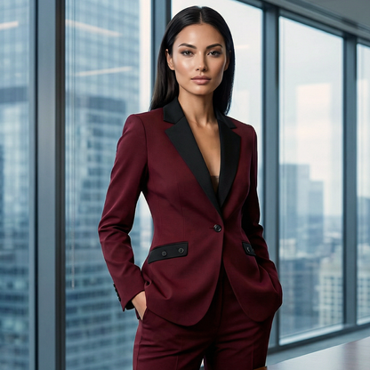 💎 50% DE RÉDUCTION – TEMPS LIMITÉ ! 💎 Ensemble Costume Formel Moderne avec Pantalon à Jambes Droites – Revers Contrasté, Coupe Structurée & Polyester Durable 🖤✨