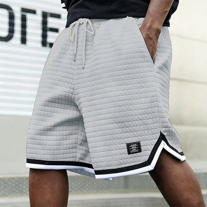 💎 50% DE RÉDUCTION ! 💎 Short à Ourlet Rayé – Tissu Matelassé, Cordon Élastique & Poches Latérales pour un Style Sportswear Tendance 🔥🩳
