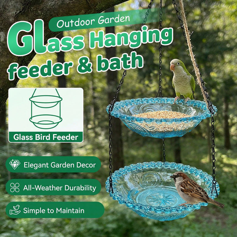 🐦Mangeoire & Bain d'Oiseaux Suspendu Style Vintage – Design Élégant, Facile à Accrocher & Jardin Accueillant