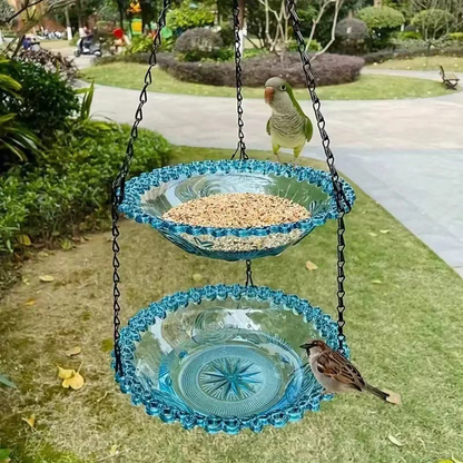 🐦Mangeoire & Bain d'Oiseaux Suspendu Style Vintage – Design Élégant, Facile à Accrocher & Jardin Accueillant
