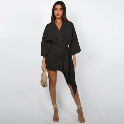 Robe portefeuille à col en V pour femmes
