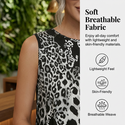 🔥62 % de réduction jusqu'à épuisement des stocks !🎉💃Robe longue sans manches en patchwork à motif léopard