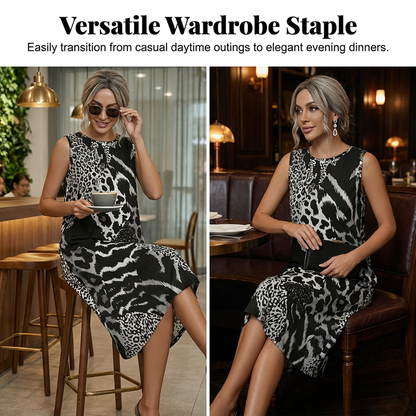 🔥62 % de réduction jusqu'à épuisement des stocks !🎉💃Robe longue sans manches en patchwork à motif léopard