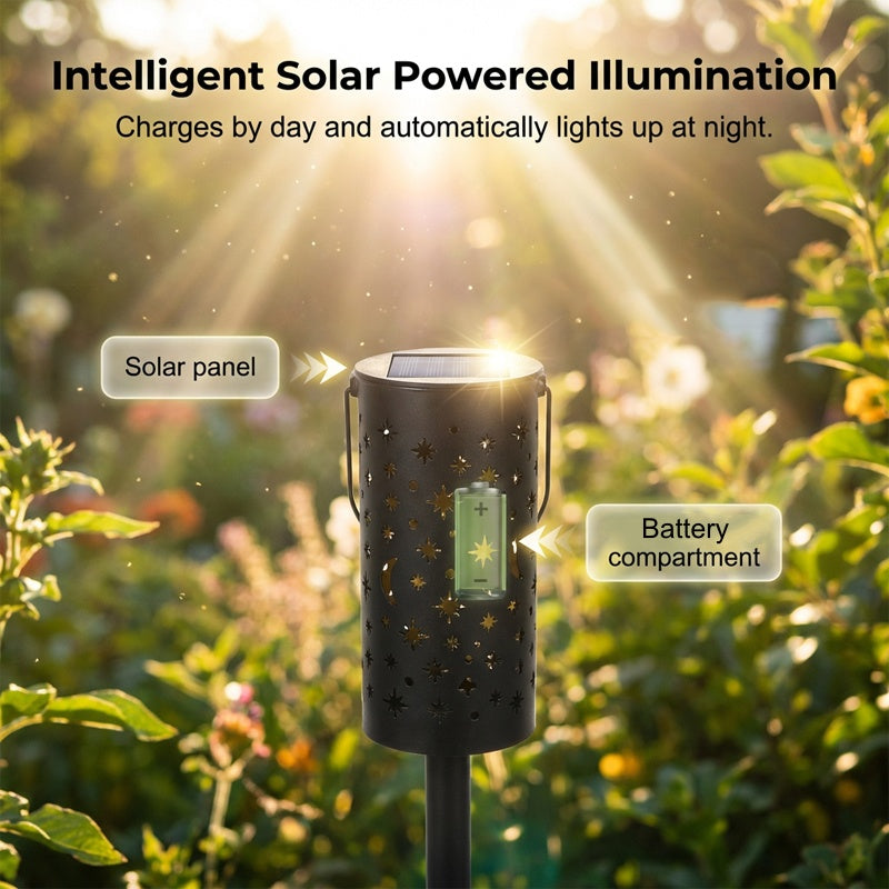 Lampes solaires pour jardin avec projection étoiles et lune