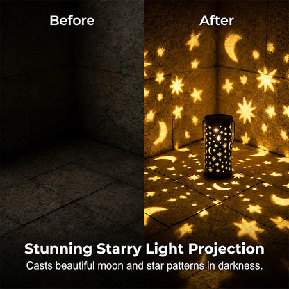 Lampes solaires pour jardin avec projection étoiles et lune