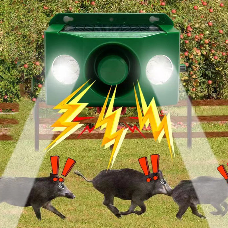 Alarme sonore repulsive à énergie solaire pour animaux avec lumières clignotantes brillantes