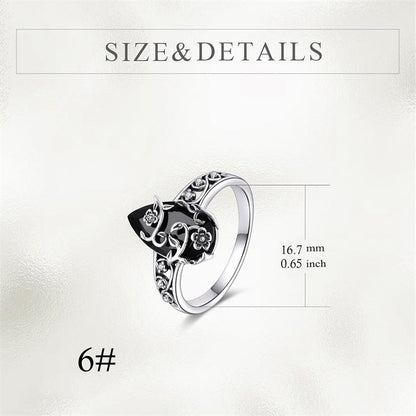 💎 50% sur Bague Bohème Vintage à Motif Floral ! 💎 Artisanat Détaillé, Pierre Précieuse Noire & Style Romantique Ajustable✨