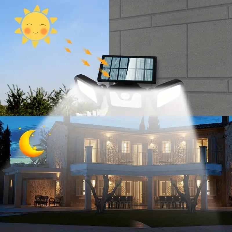 💡 60% DE RÉDUCTION! ☀️ Applique Murale Solaire à 3 Têtes avec Capteur – Éclairage Automatique, Étanche & Idéale Pour Jardin, Entrée & Garage 🏠