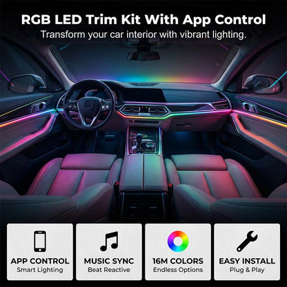 🌞 Soldes de printemps – 50 % de réduction ! 🔥 Kit d’éclairage d’ambiance RGB pour voiture avec application | Bandes LED dynamiques pour joints intérieurs | Sync musicale & multi-zones